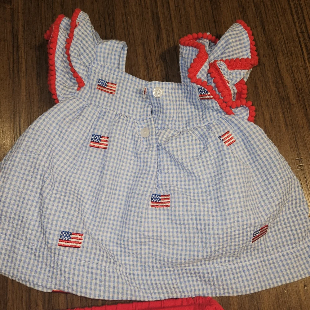 Patriotic Blue and Red Kids Matching Set Size 6 months